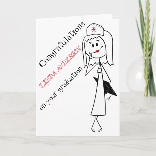 Black White Funny Nurse Graduation Congratulations Card 