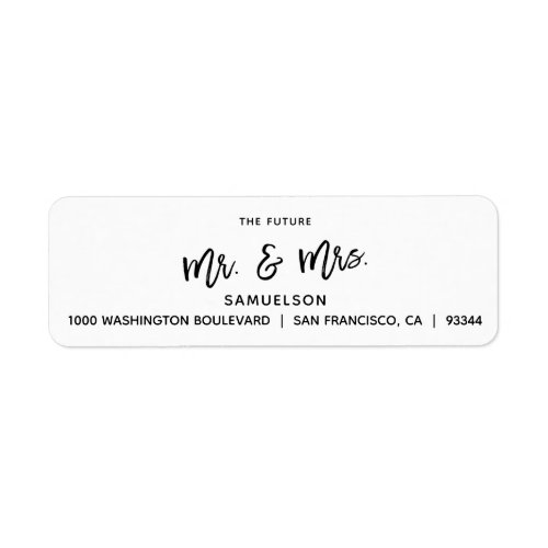 Black White Future Mr  Mrs Wedding Return Address Label