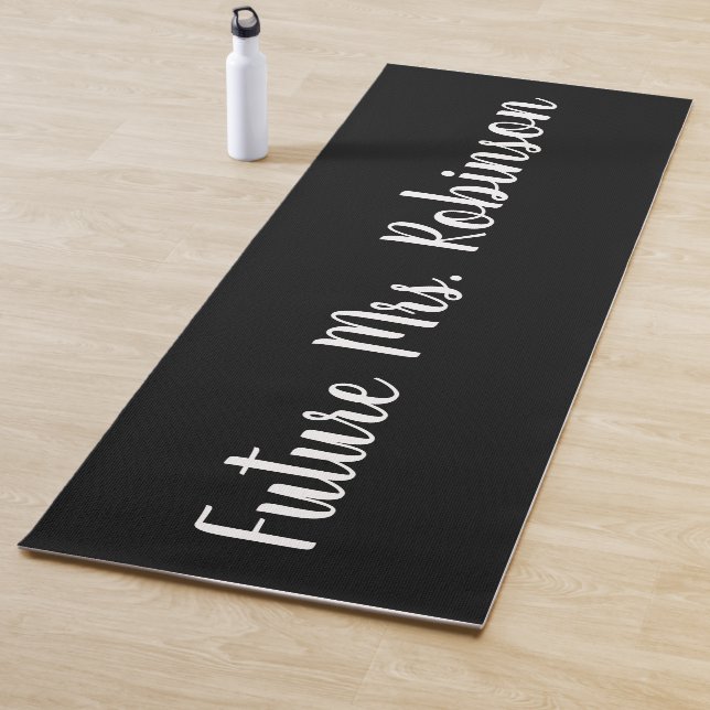 Black White Future Mrs Bachelorette Bridal Shower Yoga Mat (In Situ)