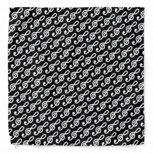 Black & white g clef bandana headband for musician