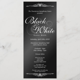 Black & white gala ball dance corporate tea length invitation