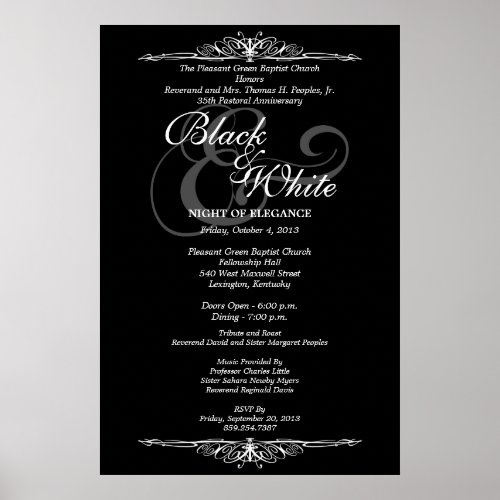 Black  white gala ball dance custom event poster2 poster