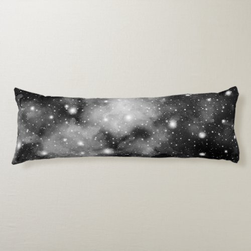 Black  White Galaxy Nebula Dream 1 Body Pillow