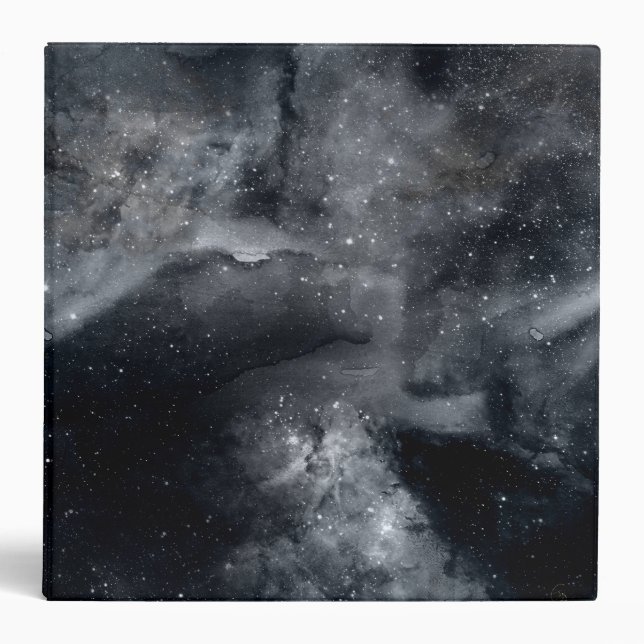 Black White Galaxy Nebula Painting 3 Ring Binder (Front)