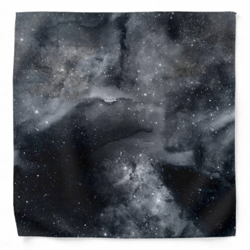 Black White Galaxy Nebula Painting Bandana