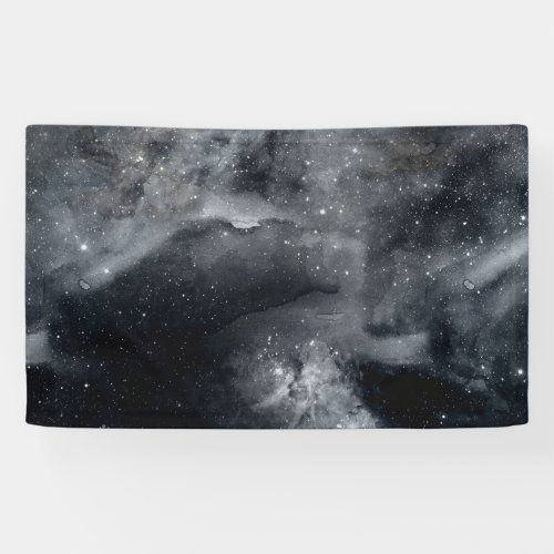 Black White Galaxy Nebula Painting Banner