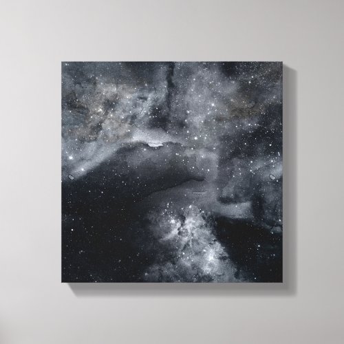 Black White Galaxy Nebula Painting Canvas Print
