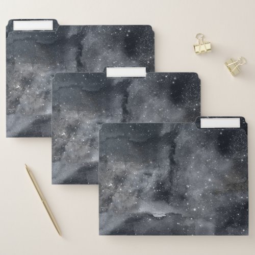 Black White Galaxy Nebula Painting File Folder