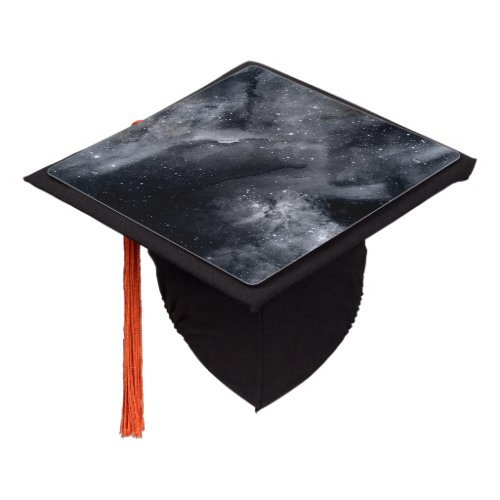 Black White Galaxy Nebula Painting Graduation Cap Topper