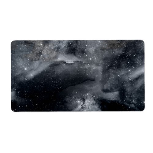 Black White Galaxy Nebula Painting Label