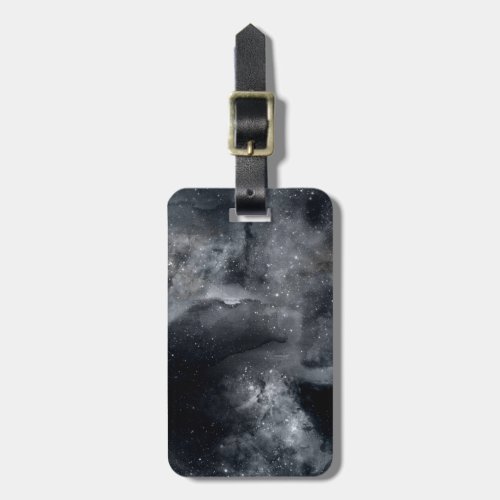 Black White Galaxy Nebula Painting Luggage Tag