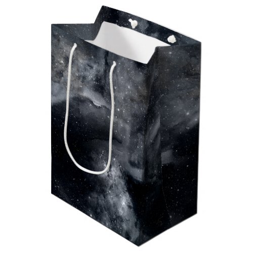 Black White Galaxy Nebula Painting Medium Gift Bag