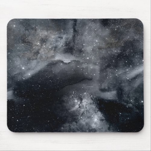 Black White Galaxy Nebula Painting Mouse Pad