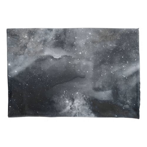 Black White Galaxy Nebula Painting Pillow Case