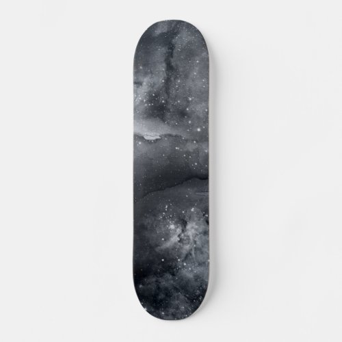Black White Galaxy Nebula Painting Skateboard