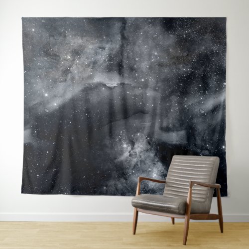 Black White Galaxy Nebula Painting Tapestry