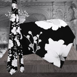 Black & White Garden Peony Wedding Neck Tie<br><div class="desc">A black and white wedding neck tie featuring a solid black background with white florals of peonies and greenery sprigs.</div>