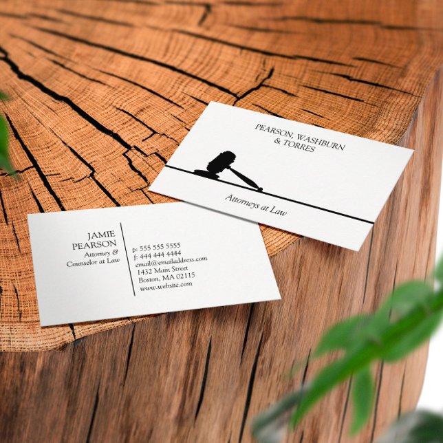 Black & White Gavel Attorney at Law Business Card (Creator Uploaded)