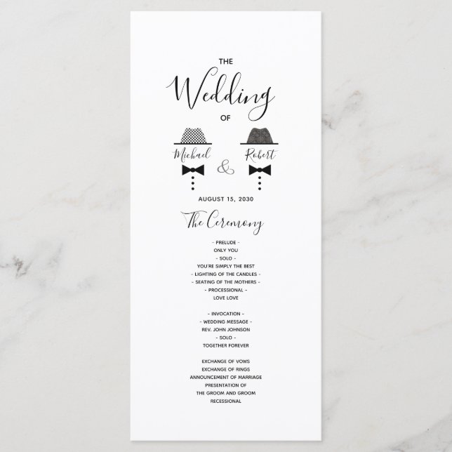 Black White Gay Wedding Program (Front)