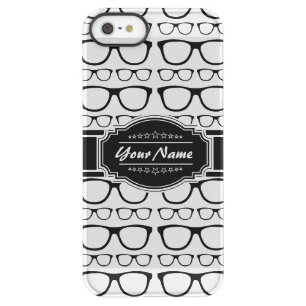 Black & White Geek Nerd Glasses Personalized Permafrost iPhone SE/5/5s Case