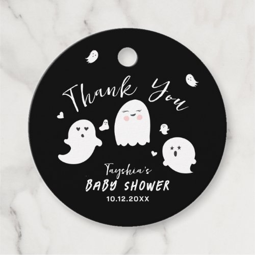 Black White Gender Neutral Halloween Baby Shower Favor Tags