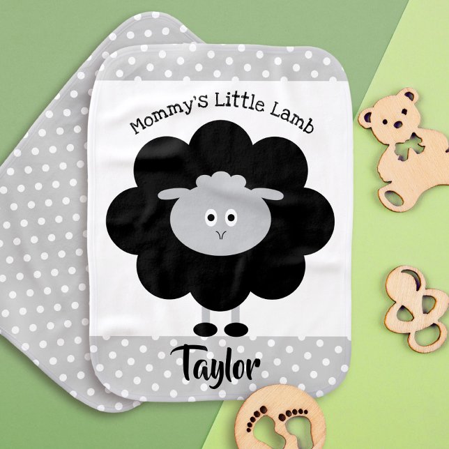 Black White Gender Neutral Mommys Little Lamb Chic Baby Burp Cloth (Creator Uploaded)