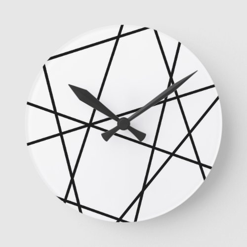 Black White Geo Glam 1 geo decor art  Round Clock