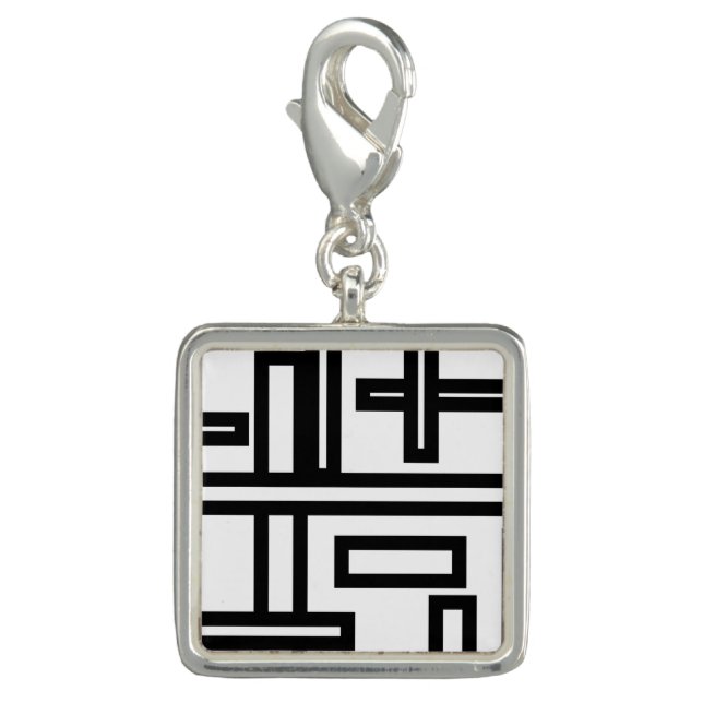 Black & White Geo Purse Charm (Front)