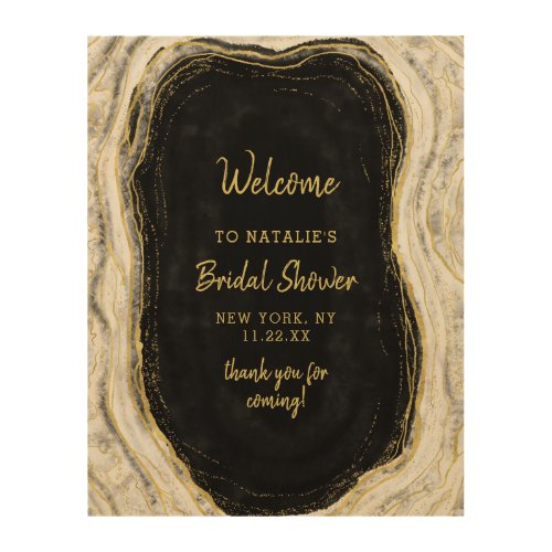 Black White Geode Bridal Shower Welcome Sign