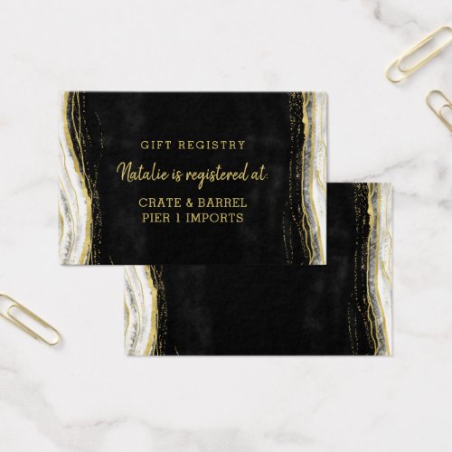 Black White Geode Shower Gift Registry Insert Card