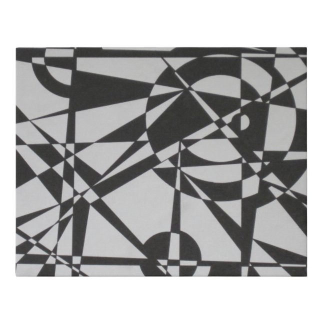 Black & White Geometric Abstract Art Faux Canvas Print (Front)