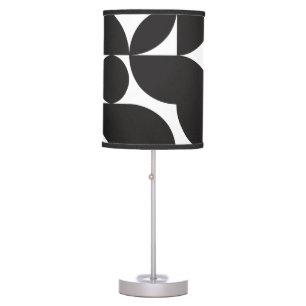 Black White Geometric Abstract Mid Century Modern Table Lamp