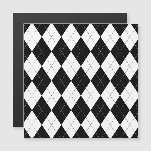 Black White Geometric Argyle Pattern (Front/Back)