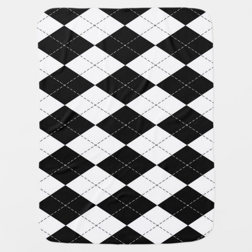 Black White Geometric Argyle Pattern Baby Blanket