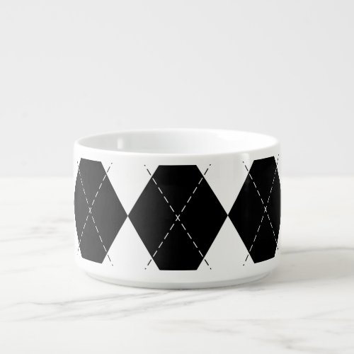 Black White Geometric Argyle Pattern Bowl