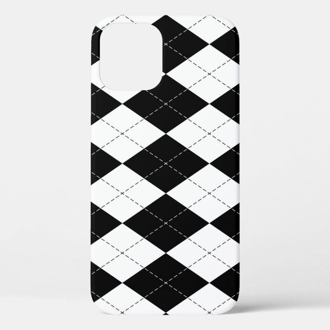 Black White Geometric Argyle Pattern Case-Mate iPhone Case (Back)