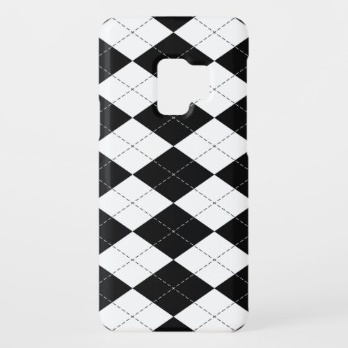 Black White Geometric Argyle Pattern Case_Mate Samsung Galaxy S9 Case