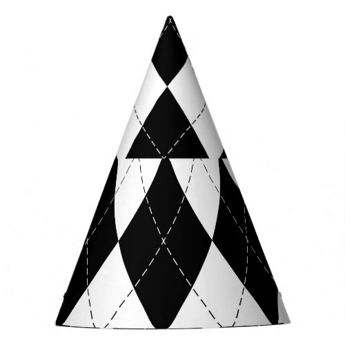 Black White Geometric Argyle Pattern Party Hat