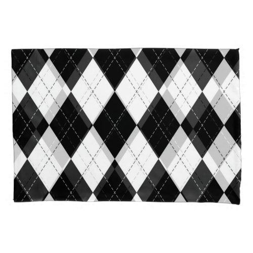 Black White Geometric Argyle Pattern Pillow Case