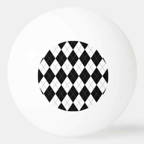 Black White Geometric Argyle Pattern Ping Pong Ball