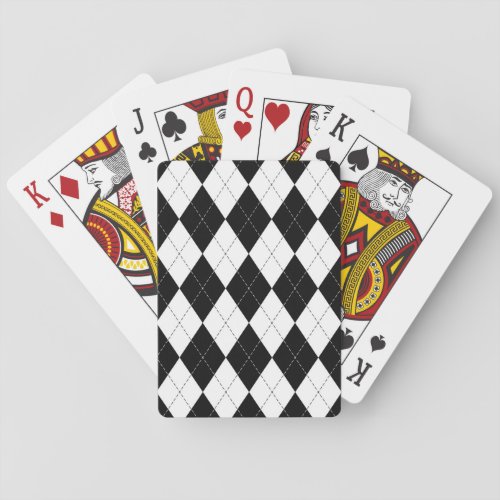 Black White Geometric Argyle Pattern Poker Cards