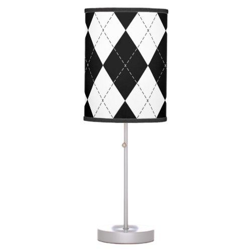 Black White Geometric Argyle Pattern Table Lamp