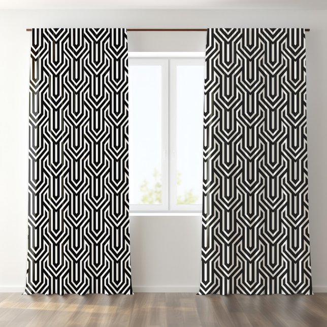 Black White Geometric Art Deco Pattern Blackout Curtains (Creator Uploaded)