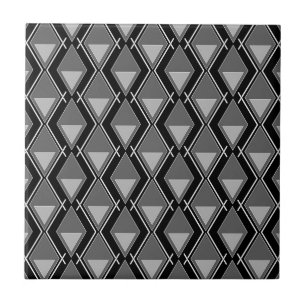 black white geometric art deco print ceramic tile