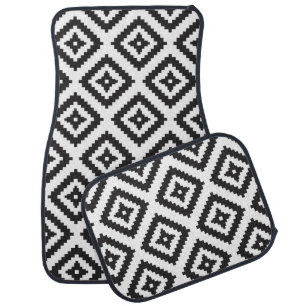 Black White Geometric Chic Modern Pattern Car Mat