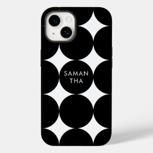 Black White Geometric Circle Pattern Case-Mate iPhone 14 Case