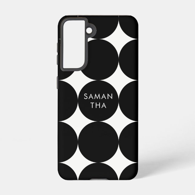 Black White Geometric Circle Pattern  Samsung Galaxy Case (Back)