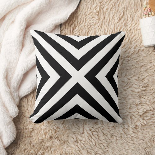 Black White Geometric Decorative Throw Pillow