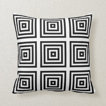 Black White Geometric Design Pillow by BestPatterns4u at Zazzle