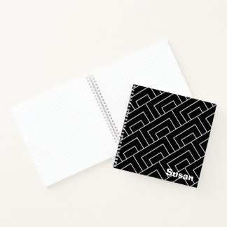 Black White Geometric Diagonal Lines Journal